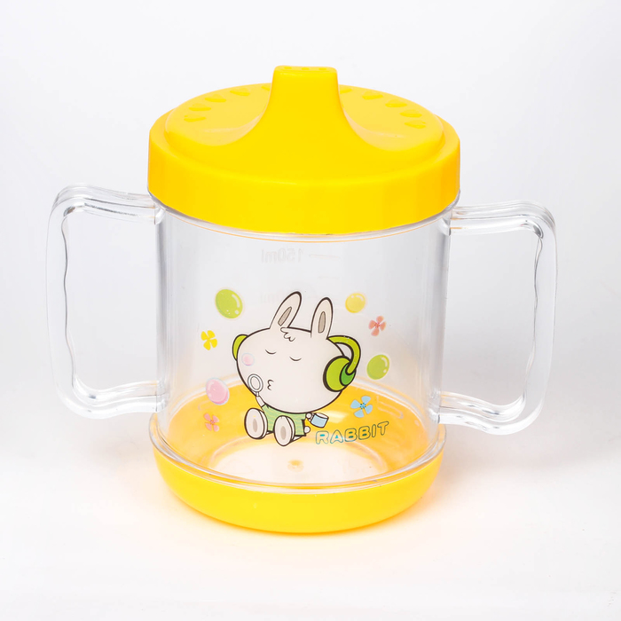 Поильник детский с твёрдым носиком, с ручками, 250 мл, цвета МИКС