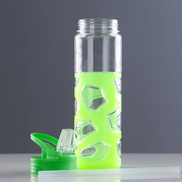 Бутылка для воды 700 мл, прозрачная, с пластиковой мозаикой до середины, микс, 7х26 см