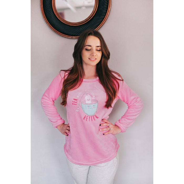 Джемпер женский KAFTAN "Candy" пудра, р-р 42-44, 100% п/э, велсофт   (чашка)