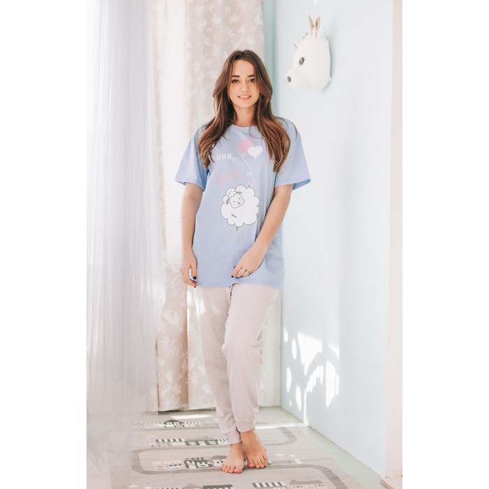 Футболка удлинённая женская KAFTAN "Friends" голубой, р-р 50-52, 100 % хлопок