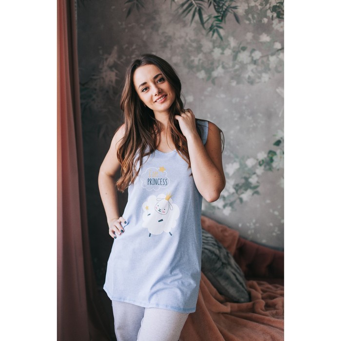 Майка удлиненная женская KAFTAN "Friends" голуб, р-р 46-48, 100% хлопок