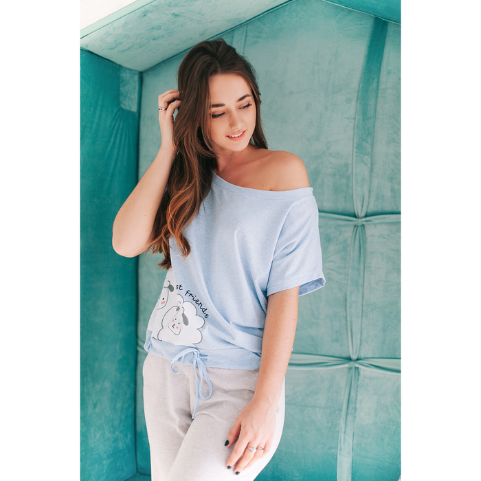 Толстовка женская без рукавов KAFTAN "Friends" голуб, р-р 50-52, 100% хлопок