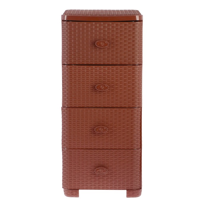 Комод "Плетёнка" 4 секции, цвет шоколад