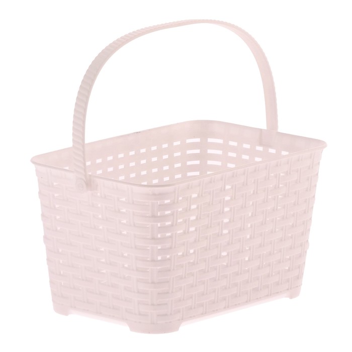 Корзина прямоугольная с ручкой "Плетёнка" 3 л, цвет белый