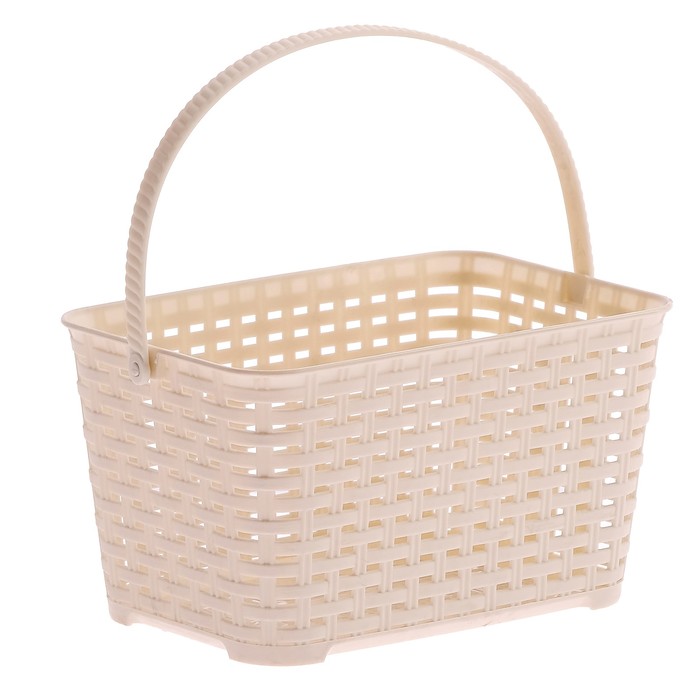 Корзина прямоугольная с ручкой "Плетёнка" 3 л, цвет слоновая кость
