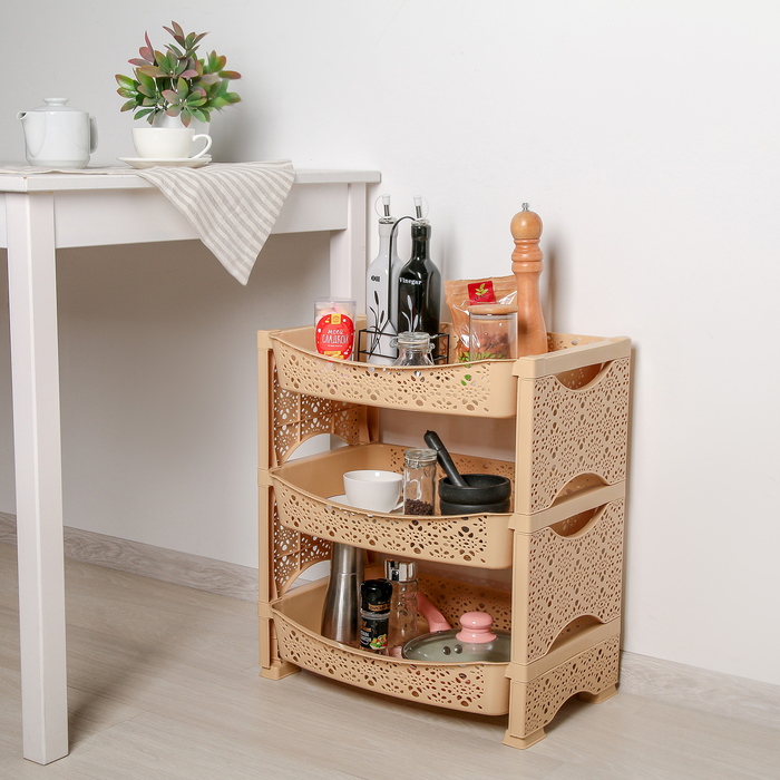 Этажерка "Кружево" 3-х секционная, цвет бежевый