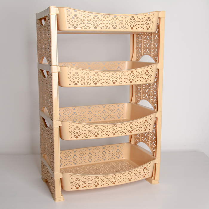 Этажерка "Кружево" 4-х секционная, цвет бежевый