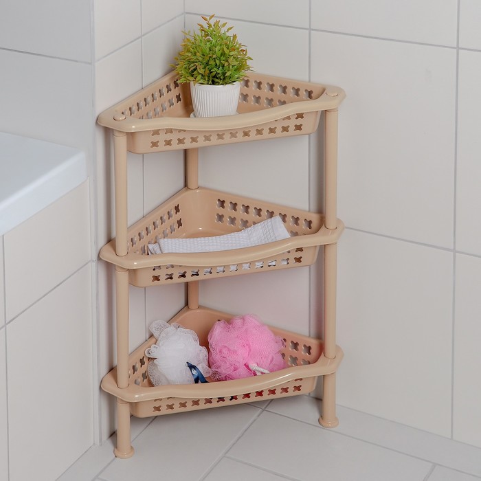 Этажерка угловая 3-х секционная, цвет бежевый