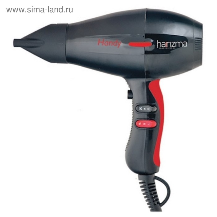 Фен Harizma h10214 Handy, 2000 Вт, 2 скорости, 3 температурных режима, черный фен для волос harizma handy h10214 1800 2000 ватт