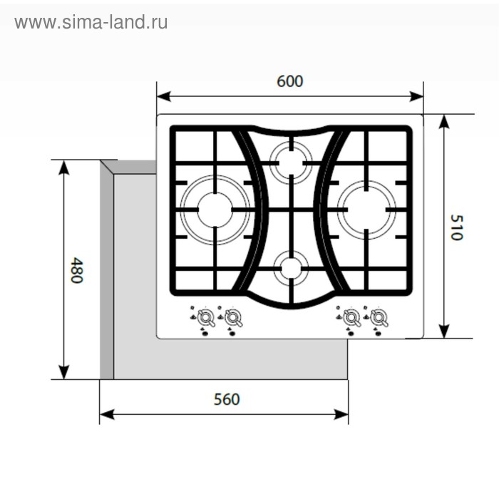 

Варочная поверхность Lex GVS 643 IX, газовая, 4 конфорки, серебристая