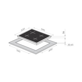 

Варочная поверхность Maunfeld MVI59.4HZ.2BT-BK, индукционная, 4 конфорки, сенсор, черная