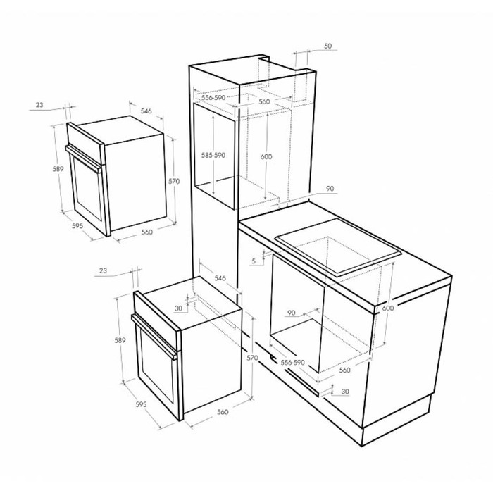 Духовой шкаф Maunfeld MEOFE.676RBG.TM, 67 л, электрический, чёрный