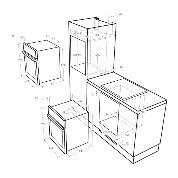 Духовой шкаф Maunfeld MEOXS.436BL, 43 л, электрический, чёрный