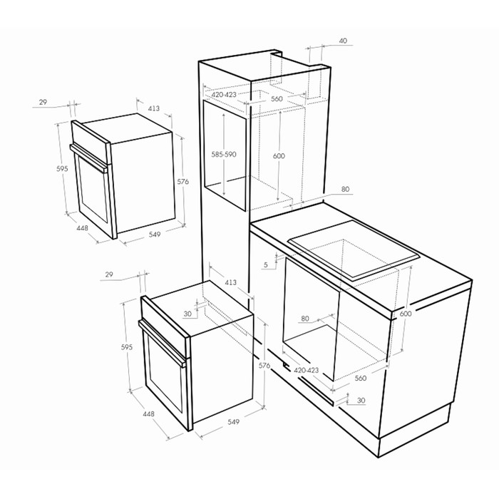 Духовой шкаф Maunfeld MEOXS.436S, 43 л, электрический, чёрный/серебристый