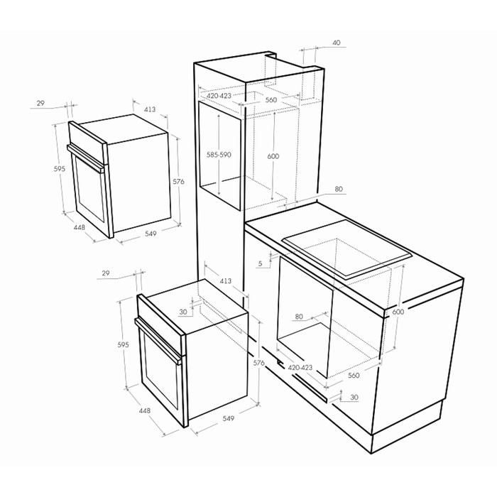 Духовой шкаф Maunfeld MEOXS.436SL, 43 л, электрический, чёрный/серебристый