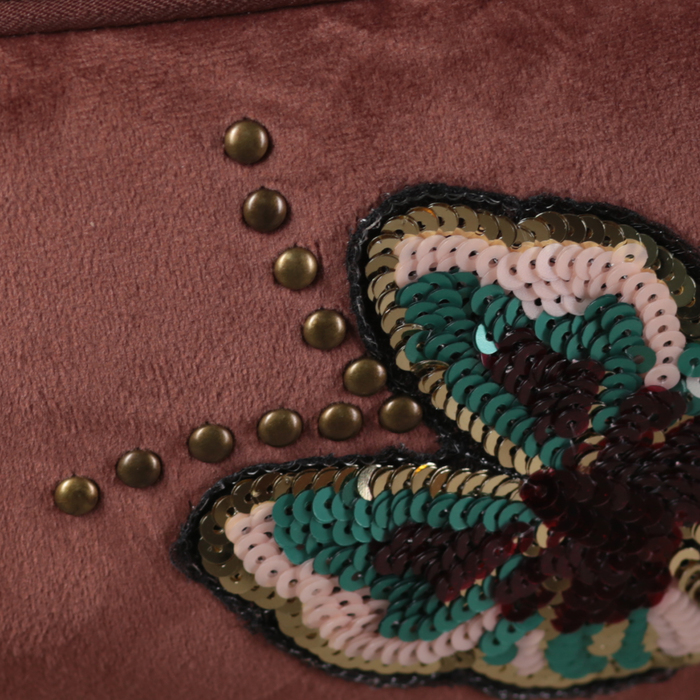 Рюкзак женский, бархат, отдел, наружный карман, цвет коричневый