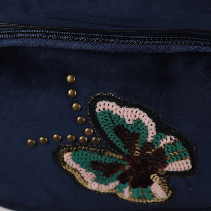 Рюкзак женский, бархат, отдел, наружный карман, цвет синий