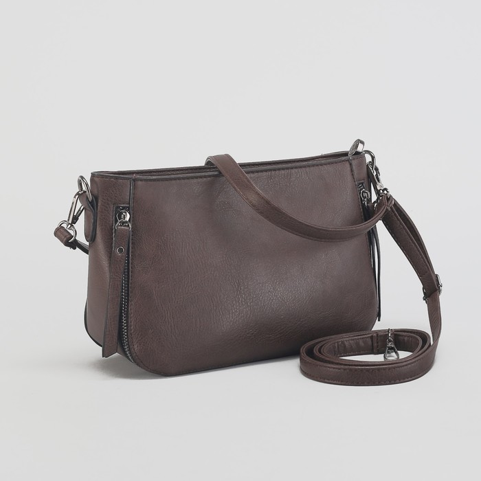 Сумка женская, отдел с перегородкой, наружный карман, цвет коричневый