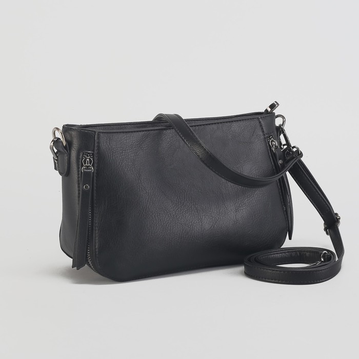 Сумка женская, отдел с перегородкой, наружный карман, цвет чёрный