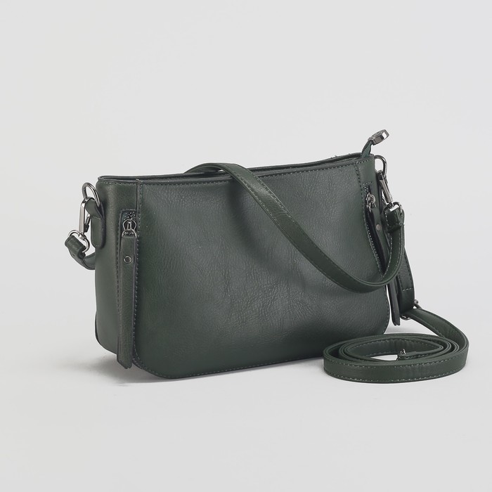 Сумка женская, отдел с перегородкой, наружный карман, цвет зелёный