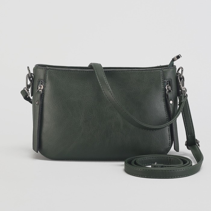 Сумка женская, отдел с перегородкой, наружный карман, цвет зелёный