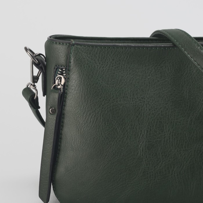 Сумка женская, отдел с перегородкой, наружный карман, цвет зелёный