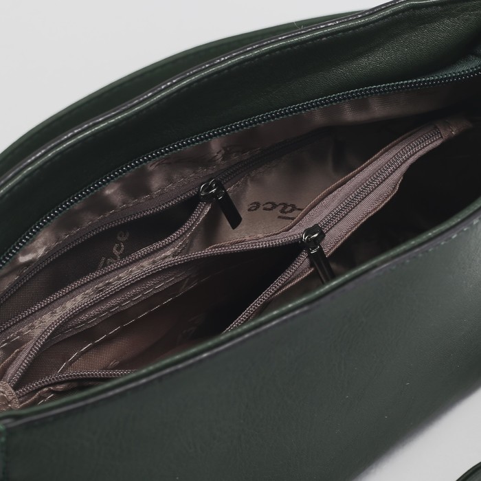 Сумка женская, отдел с перегородкой, наружный карман, цвет зелёный