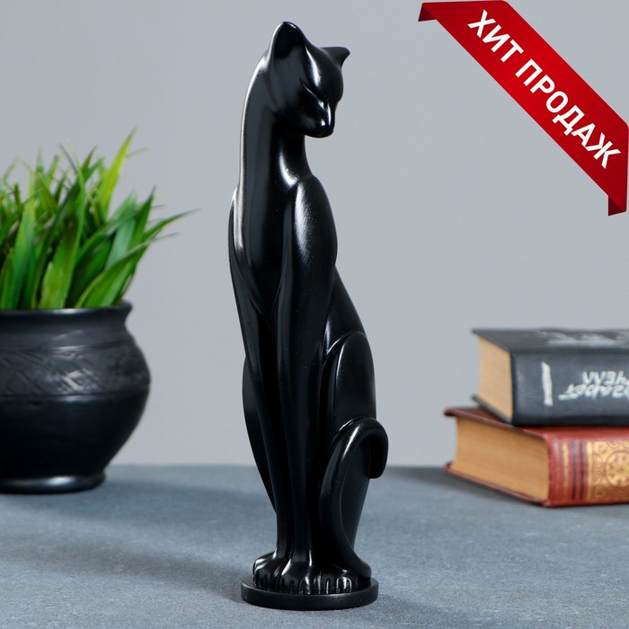 Фигура Кошка Грация чёрная, 6х7х23см