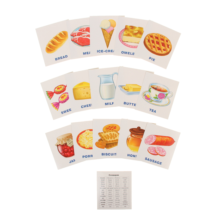 Обучающие карточки English "Еда"