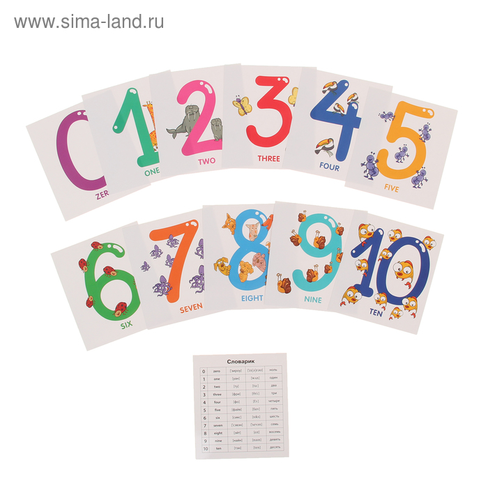 Обучающие карточки English «Цифры» карточки цифры карточки развивающие цифры 48 шт обучающие карточки для детей