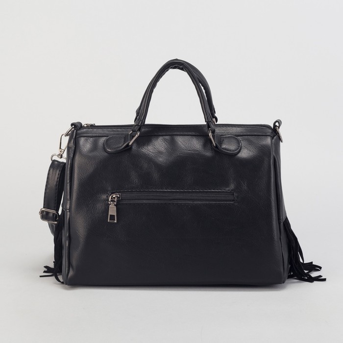 Сумка женская, отдел на молнии, наружный карман, длинный ремень, цвет чёрный