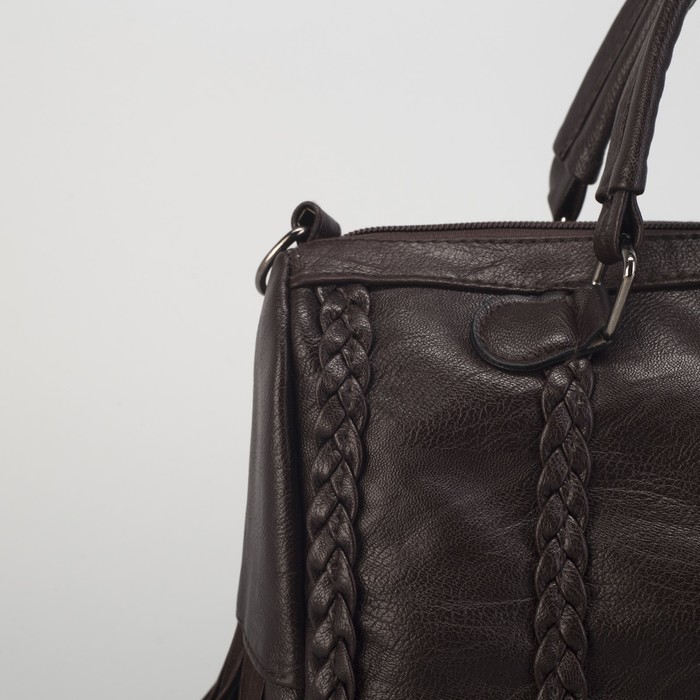 Сумка женская, отдел на молнии, наружный карман, длинный ремень, цвет кофе