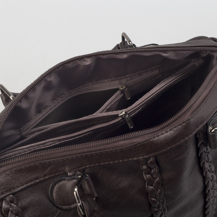 Сумка женская, отдел на молнии, наружный карман, длинный ремень, цвет кофе