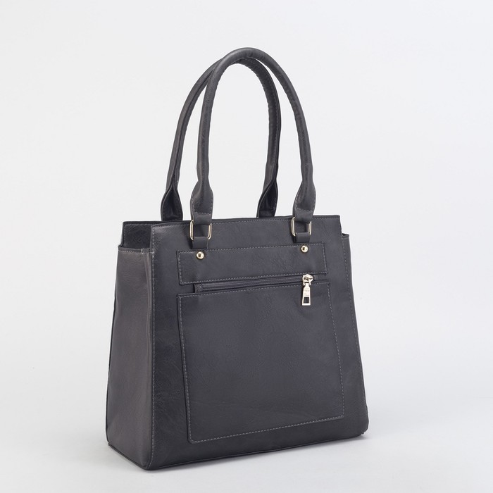 Сумка женская, отдел с перегородкой на молнии, 2 наружных кармана, цвет серый