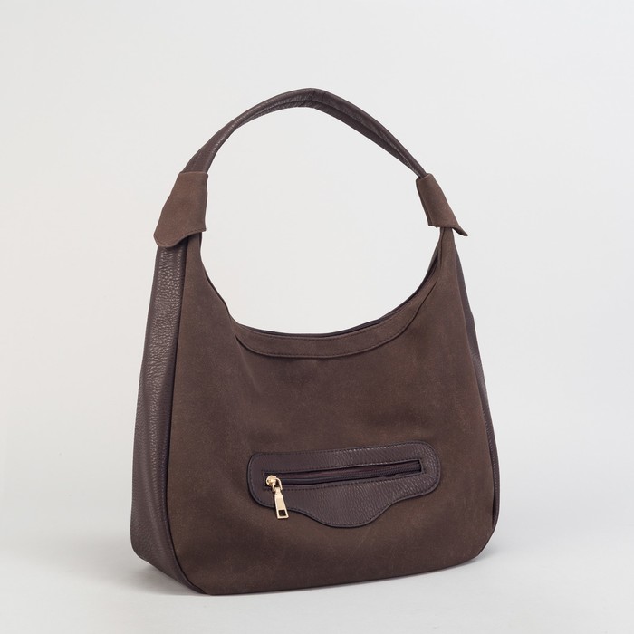 Сумка женская, нубук, отдел на молнии, 2 наружных кармана, цвет кофе