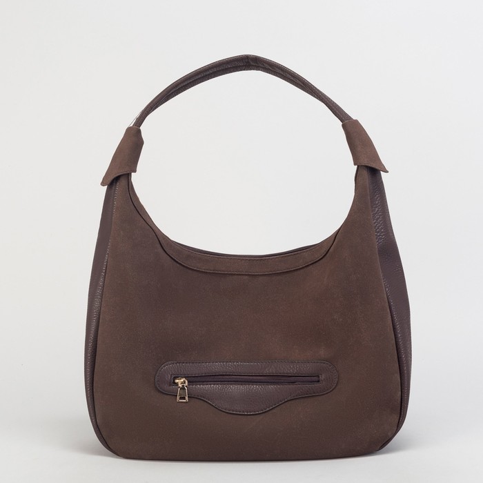 Сумка женская, нубук, отдел на молнии, 2 наружных кармана, цвет кофе