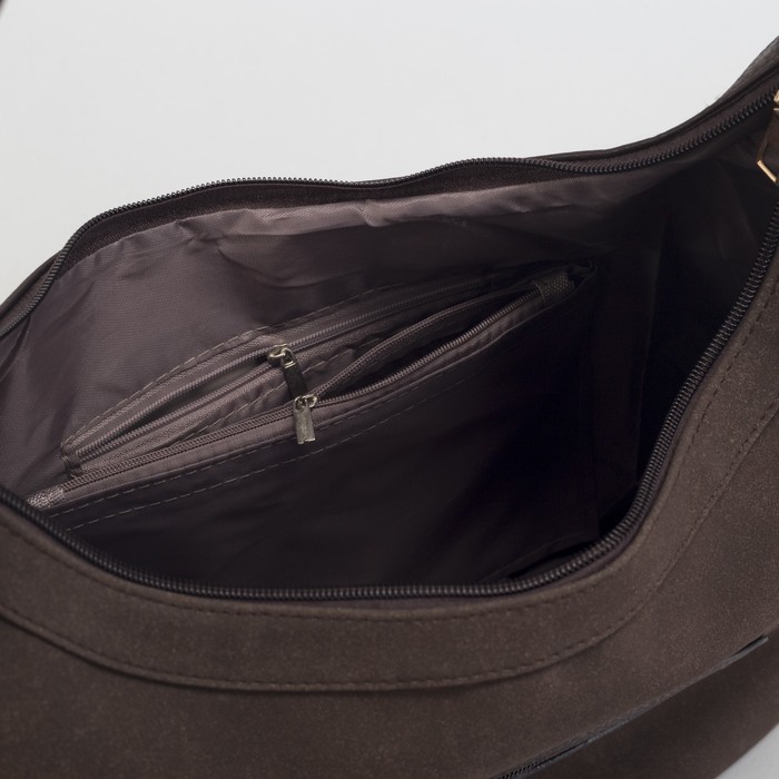 Сумка женская, нубук, отдел на молнии, 2 наружных кармана, цвет кофе