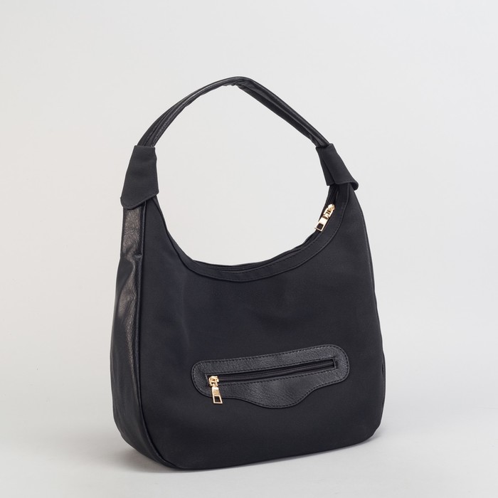 Сумка женская, нубук, отдел на молнии, 2 наружных кармана, цвет чёрный