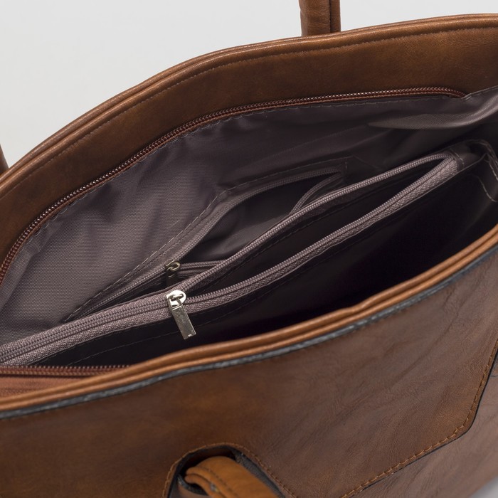 Сумка женская, отдел с перегородкой на молнии, наружный карман, цвет рыжий