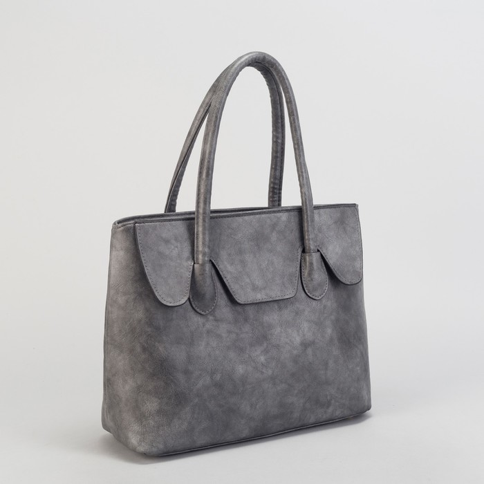 Сумка женская, отдел с перегородкой на молнии, наружный карман, цвет серый