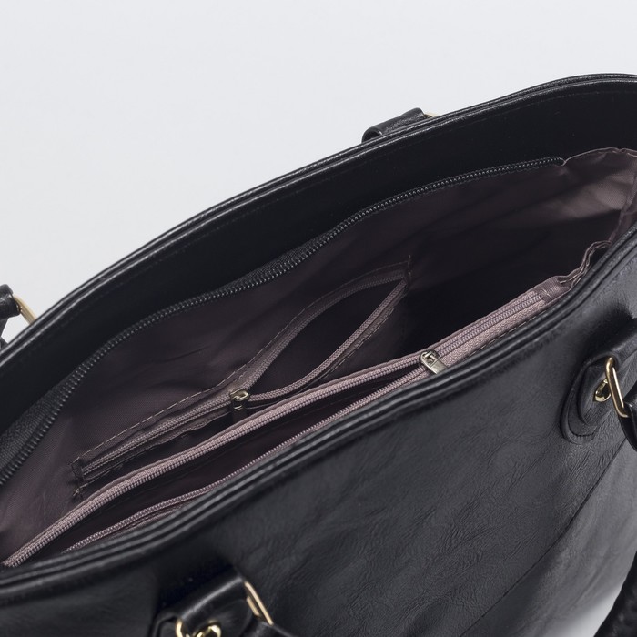 Сумка женская, отдел с перегородкой на молнии, наружный карман, цвет чёрный