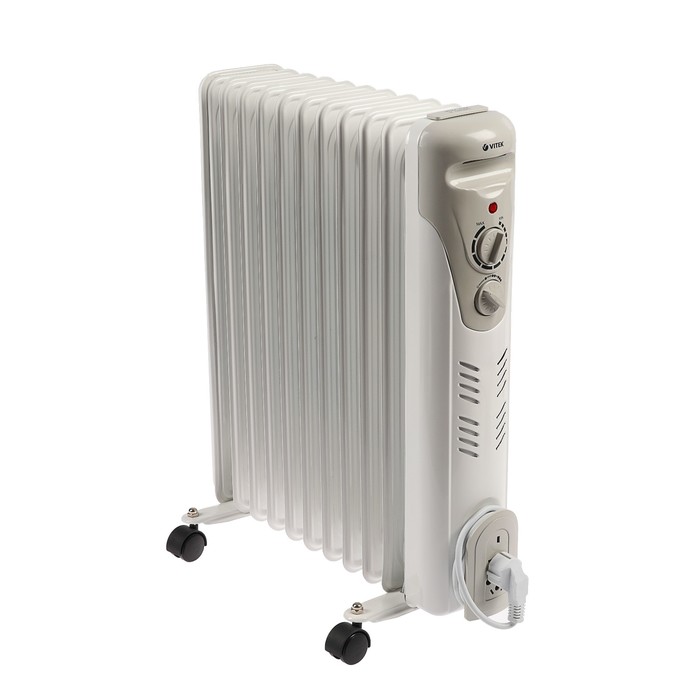 Обогреватель Vitek VT-1710 W, масляный, 11 секций, 2500 Вт, белый