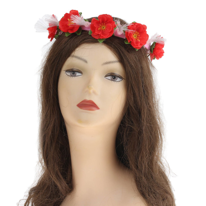 Гавайский светящийся венок "Красные цветочки"