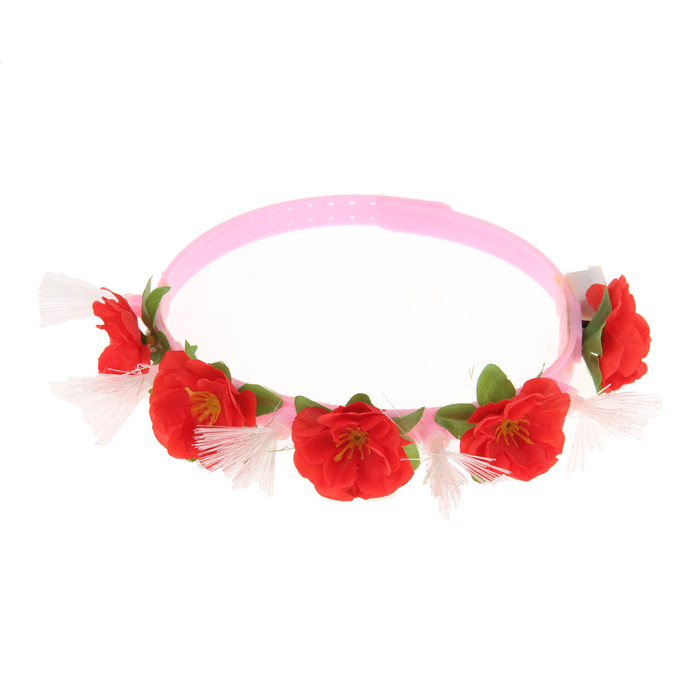 Гавайский светящийся венок "Красные цветочки"