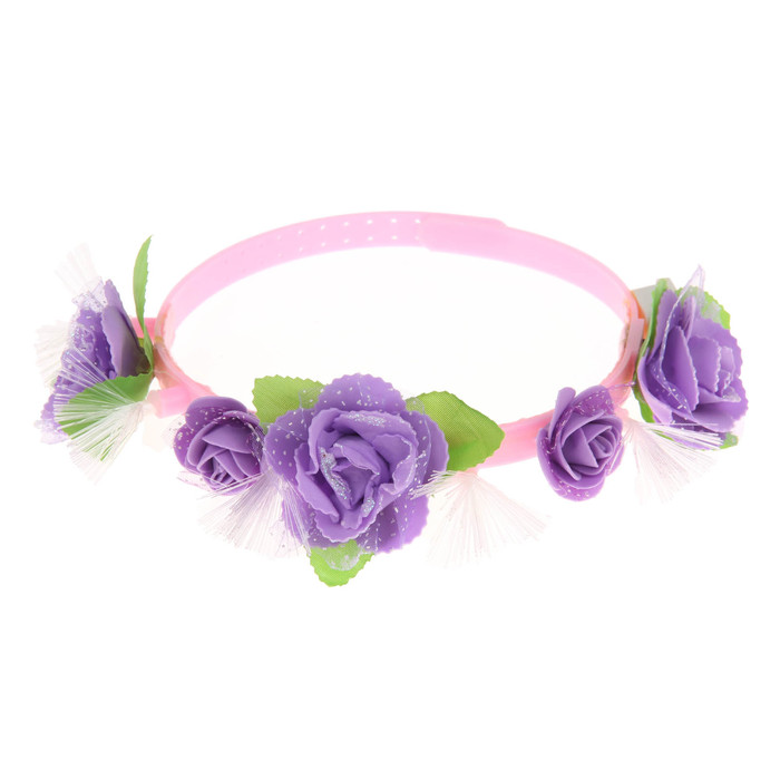 Гавайский светящийся венок "Фиолетовые розы"