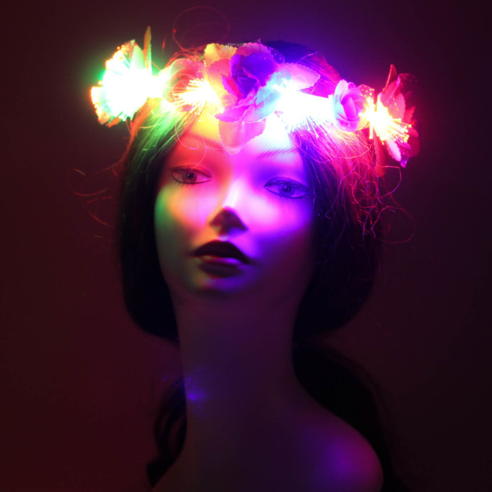 Гавайский светящийся венок "Фиолетовые розы"