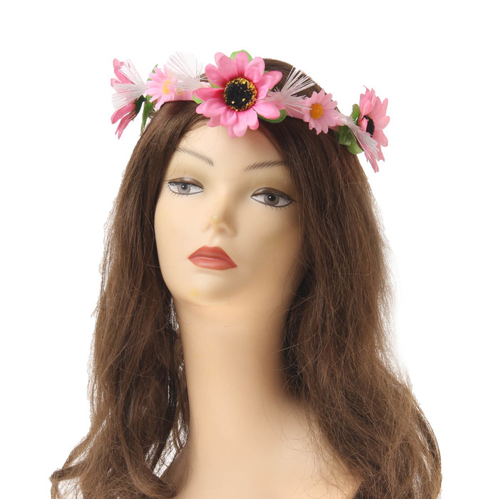 Гавайский светящийся венок "Розовая полянка"