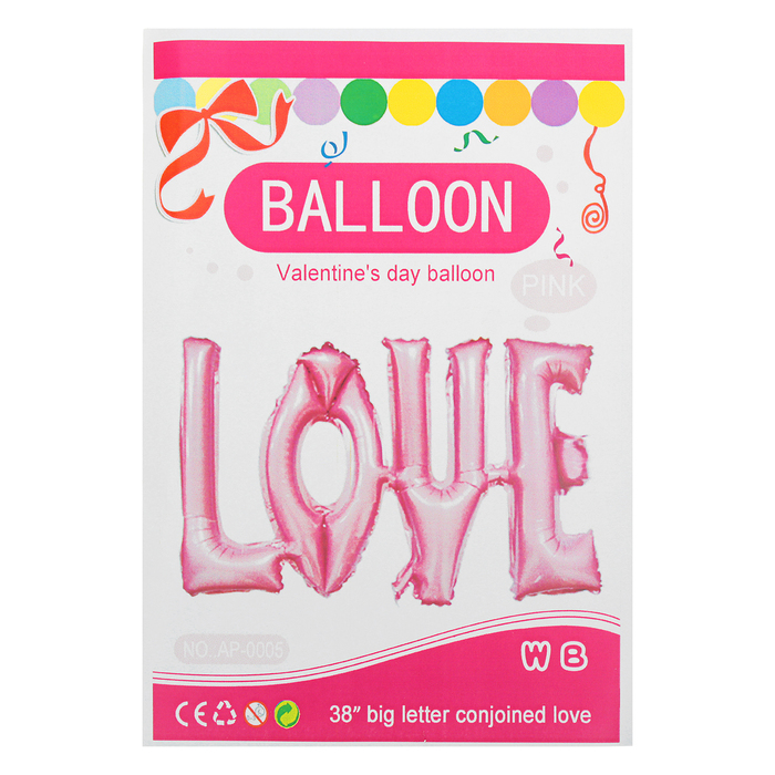 Шар фольгированный "Надпись Любовь" 38", заглавные буквы, цвет розовый