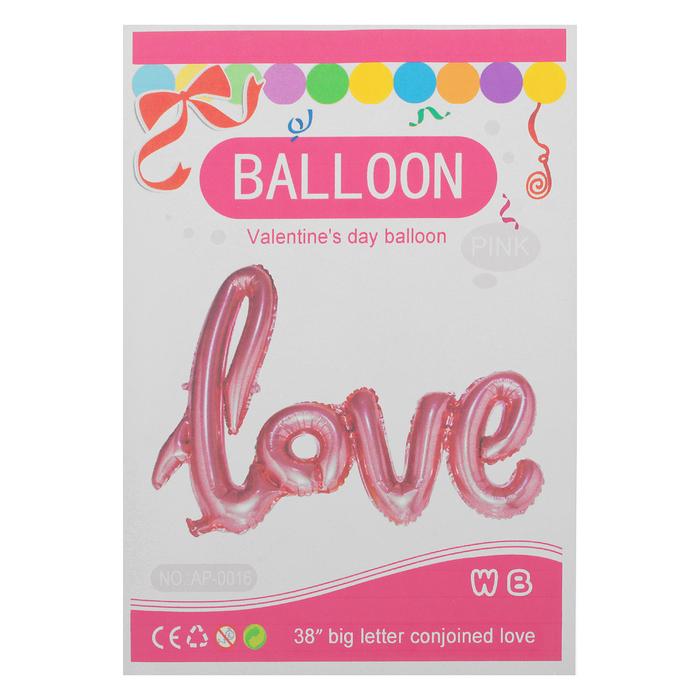 Шар фольгированный "LНадпись Любовь" 38", прописные буквы, цвет розовый