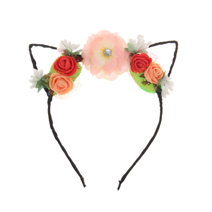 Гавайский ободок с ушками "Цветочки"